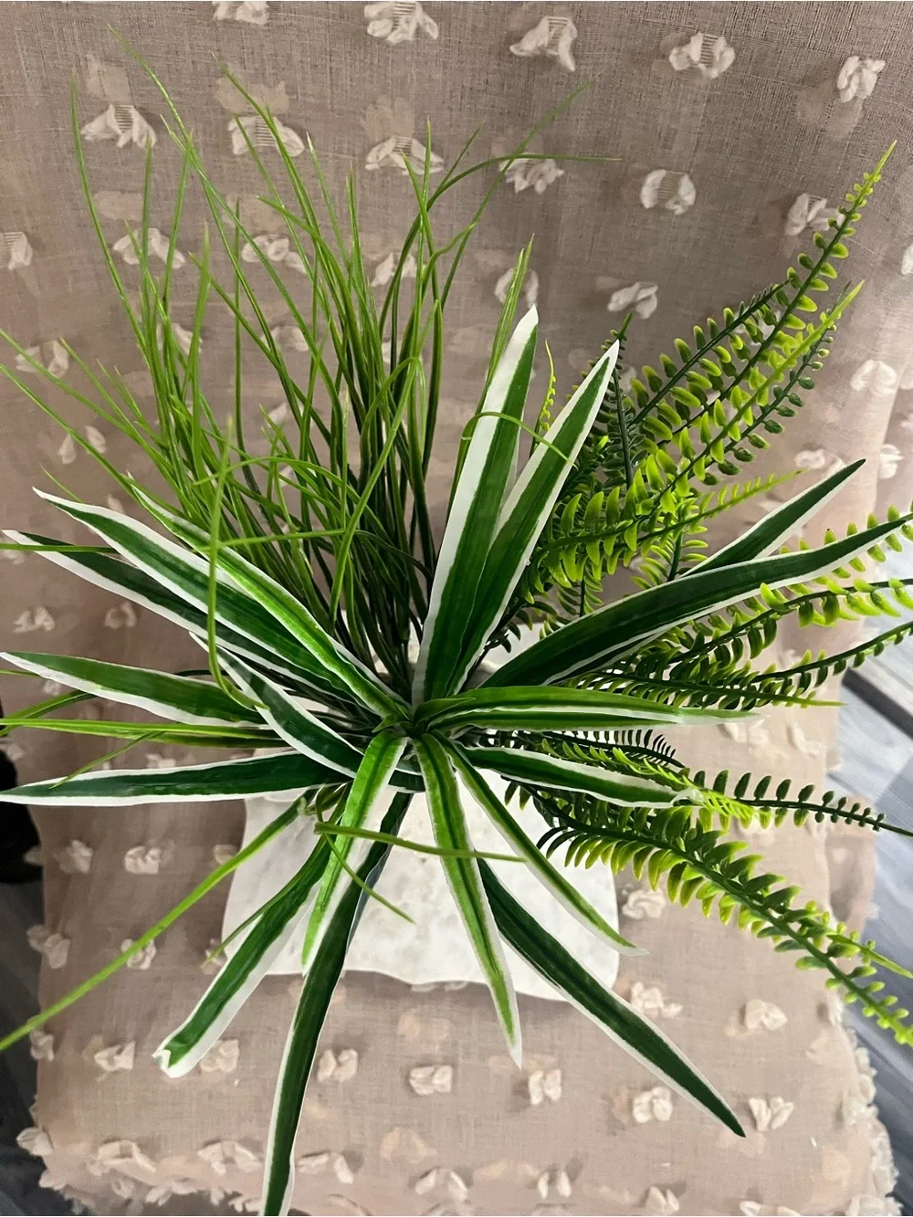 Artificial Green Fern, spider house plant flower Arrangement - Green -